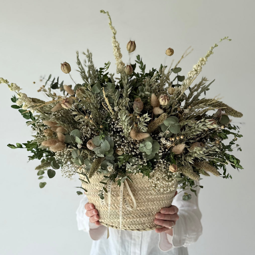 Capazo de Flor Seca y Preservada - Beige